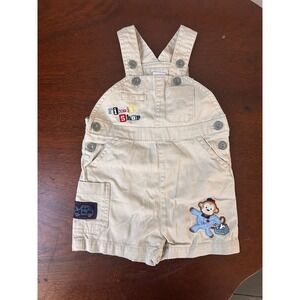 Kids Play Baby Boys Khaki Cotton Fix-It Shop Monkey Shortall Overalls 0-3 Months